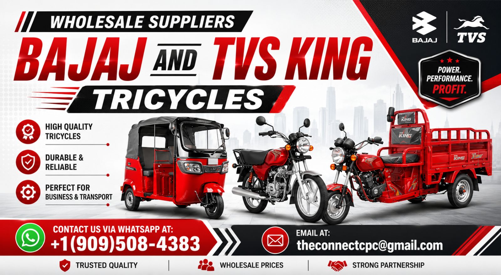 Großhändler für Bajaj- und TVS King-Dreiräder